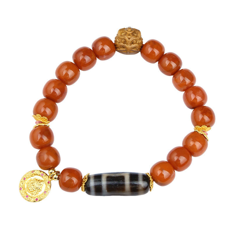 South Red Agate & Old Sandalwood Bracelet