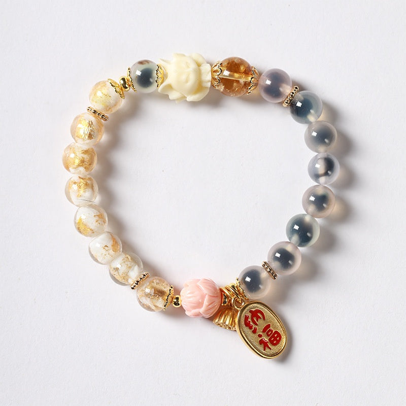 Sugar-core Glaze Bead Fortune Bracelet (8mm) VI