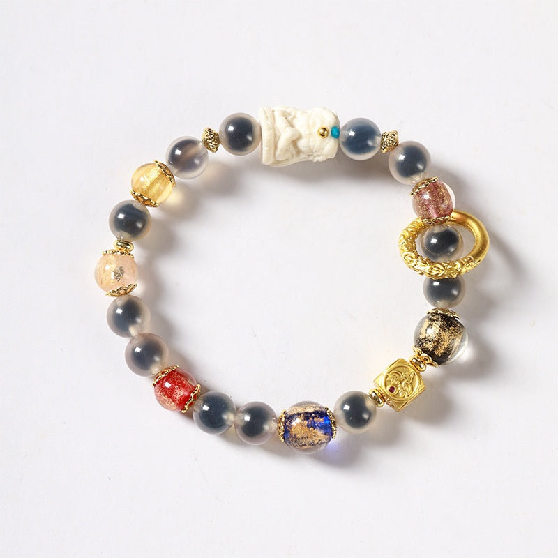 Sugar-core Glaze Bead Fortune Bracelet (8mm) VII